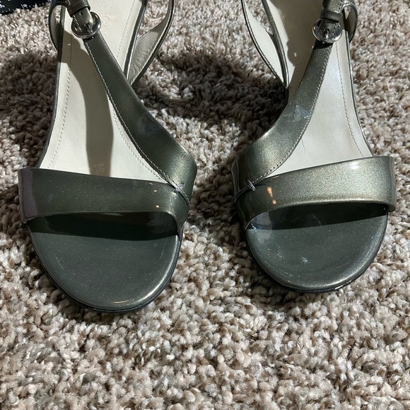 EUC Franco Sarto Slingback Heeled Sandals Green Patent Leather Size 8 - Picture 7 of 8